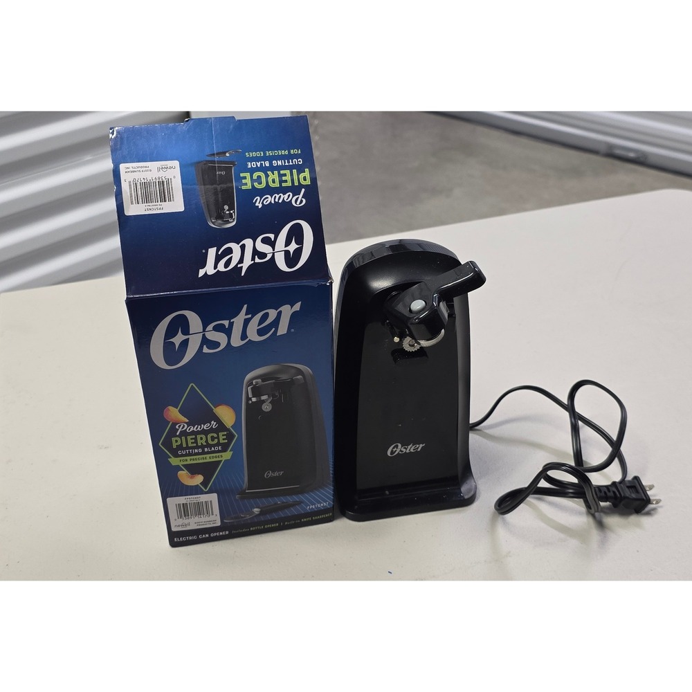 Oster Power Pierce Electric Can Opener Black FPSTCNST 3-in-1 Knife Sharpener